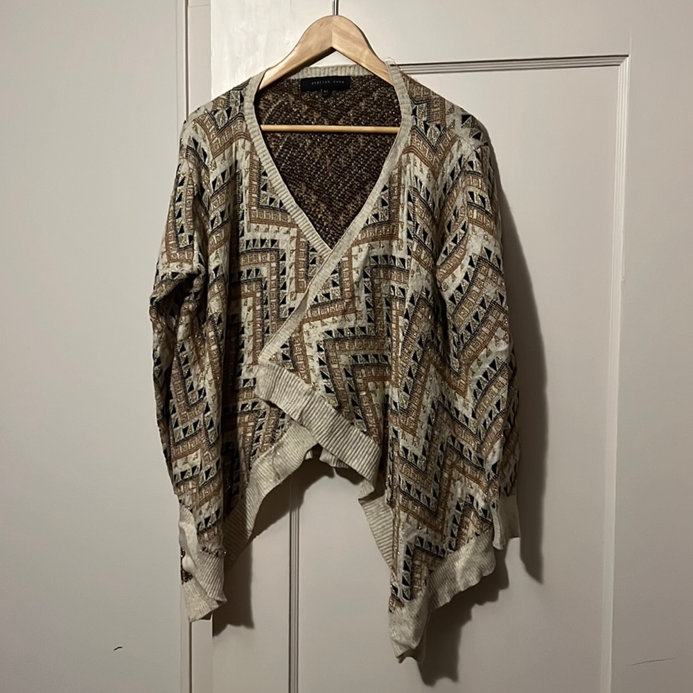 English Rose Cardigan With Gold Foil Thread